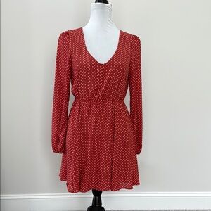 NWT Forever21 Red and White V-Neck Bishop Sleeve Sundress